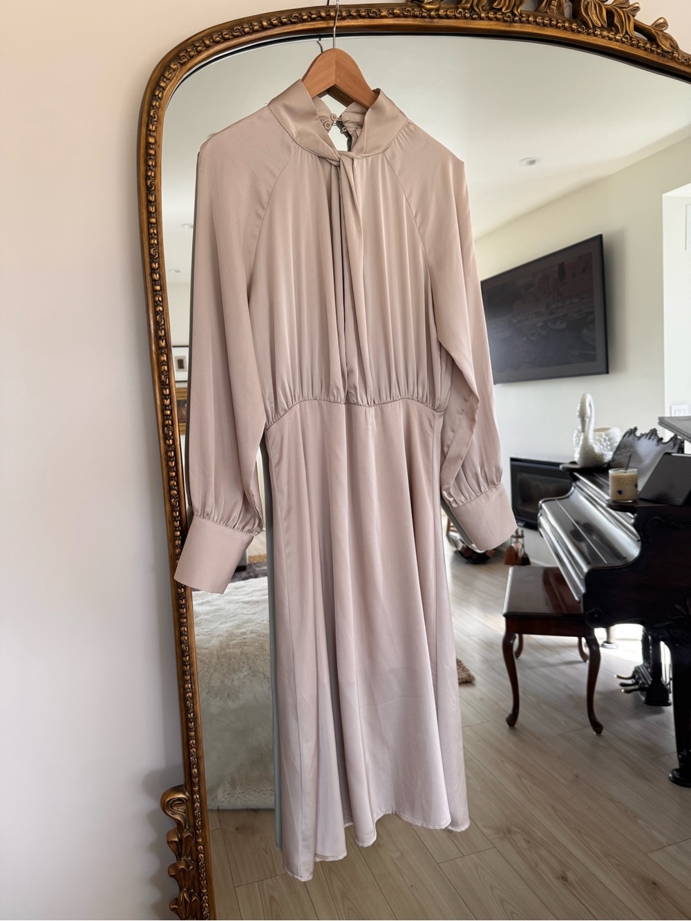 bohme Soft Cream High-Neck Midi Dress